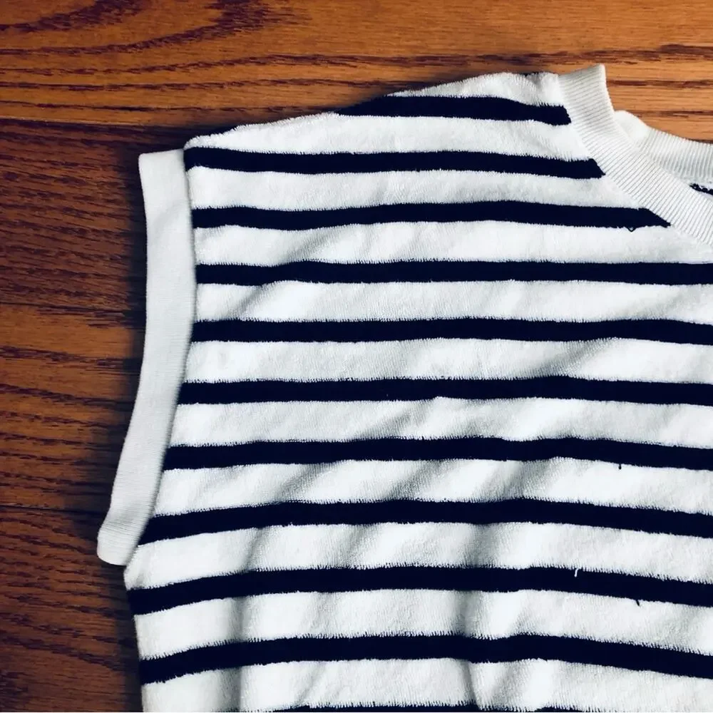 Gap Kids Terry Cloth Striped White Black Shirt Short Set Girl’s Size XXL (14-16)
